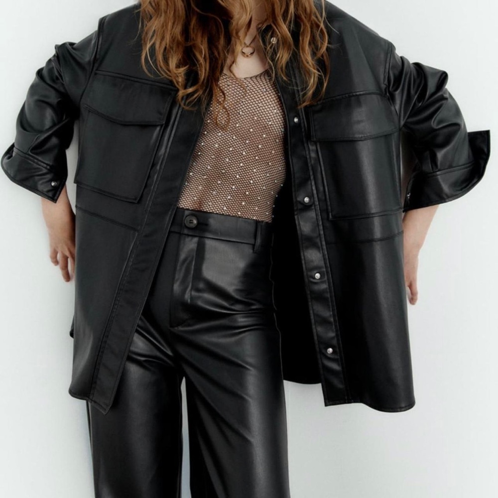 Oversized leather Shacket